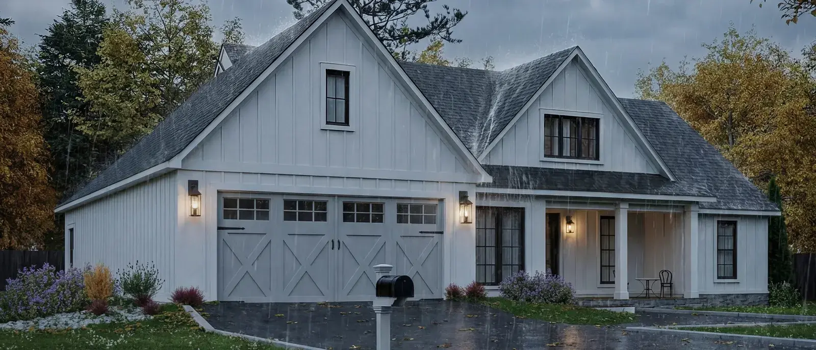 Sk Certainteed Mulberry House render Rain Storm