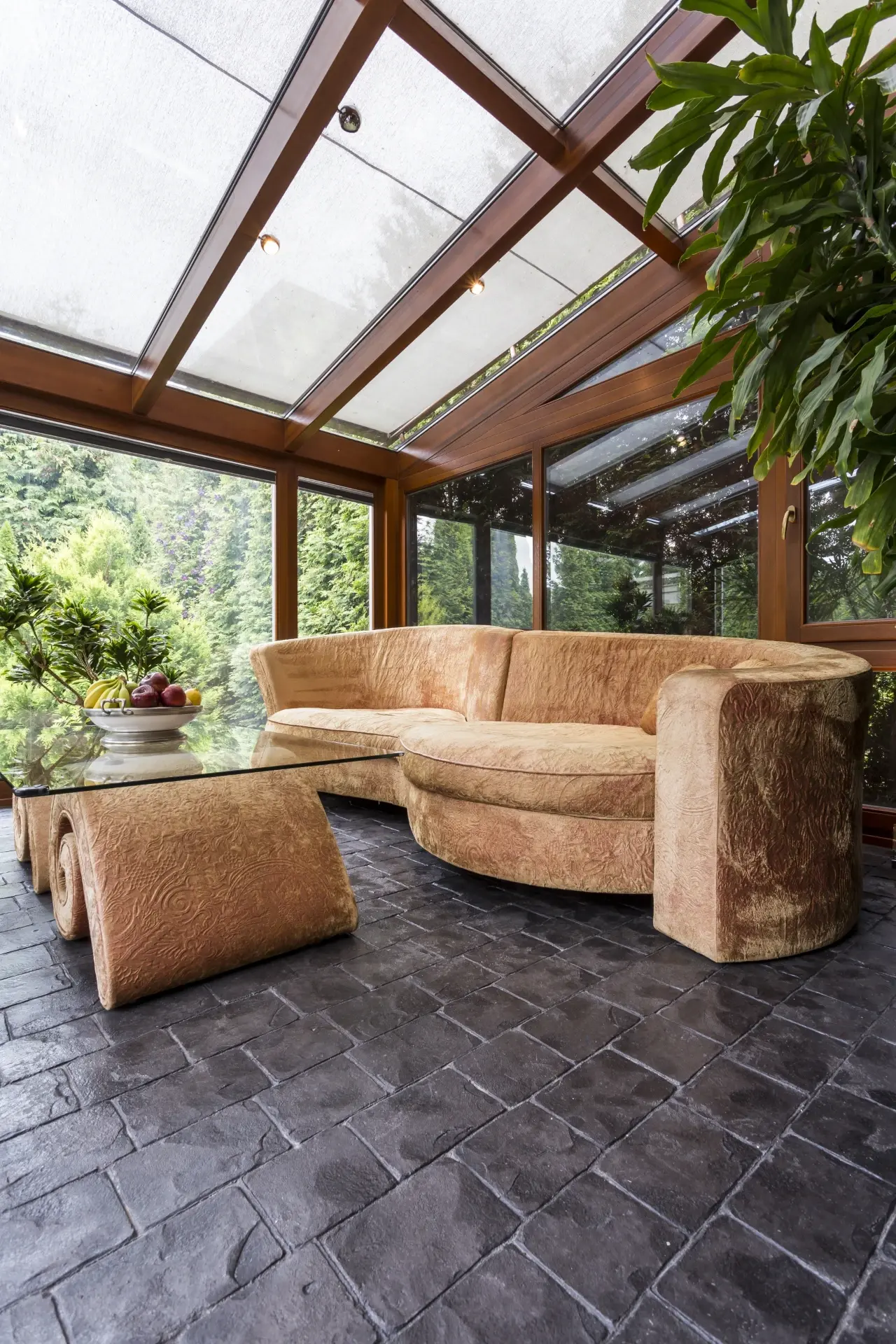 Sk Spacious living furniture in a sunroom stock photo
