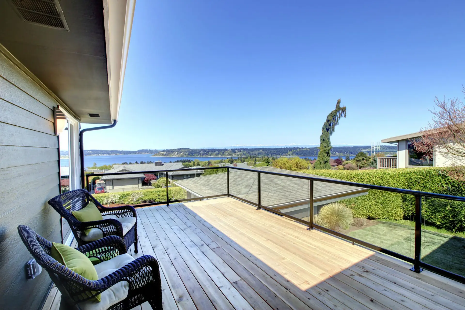 Sk amazing summer view from a walkout wood deck