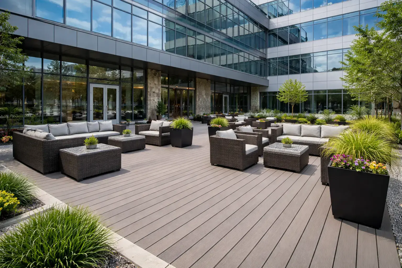 Sk composite deck in an office building
